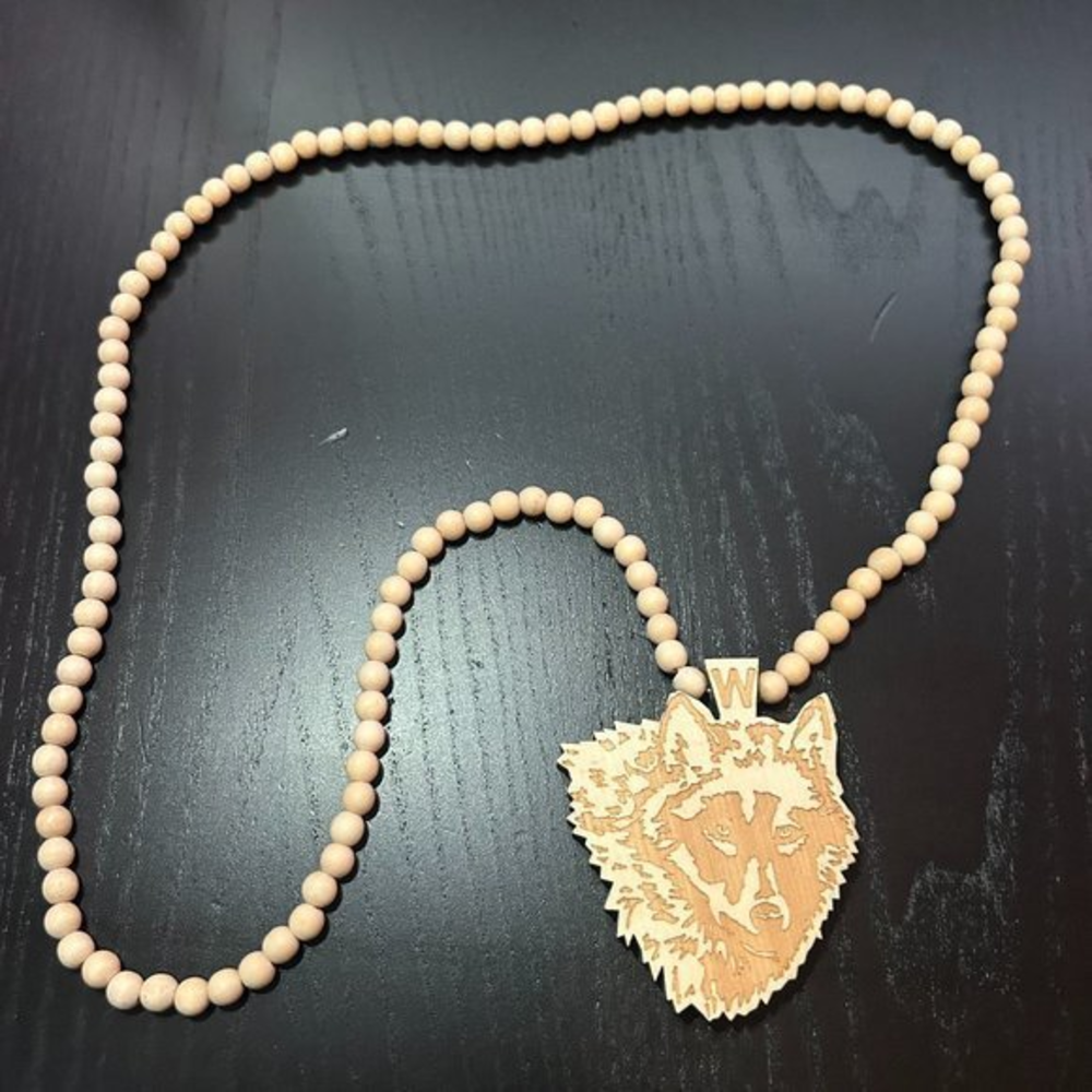 GoodWood NYC Wolf Necklace Wooden‎ Pendant Wooden Beaded